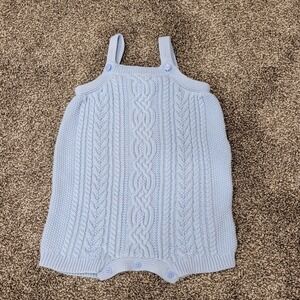 Ralph Lauren Baby Light Blue Cable Knit Cotton Romper 12M Sleeveless One-Piece